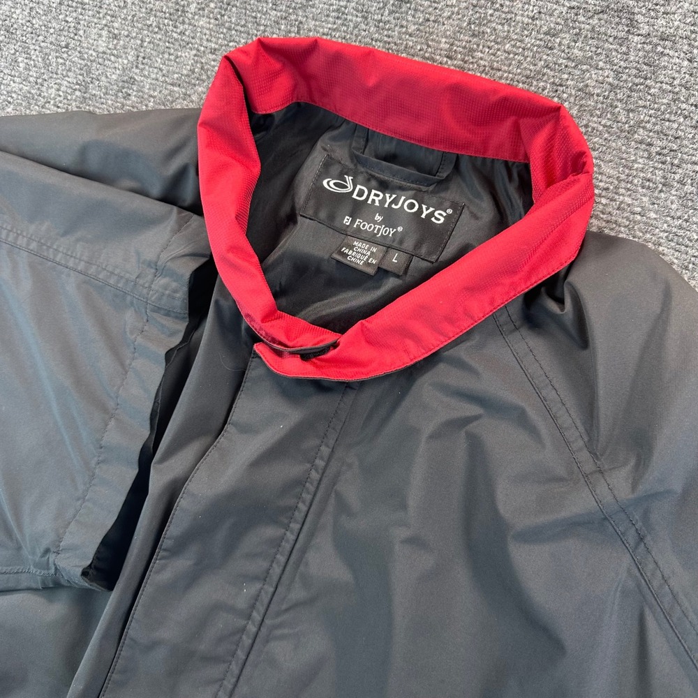 FootJoy DryJoy Mens L Black Red 1/2 Zip Golf Pullover Jacket Windbreaker Stretch